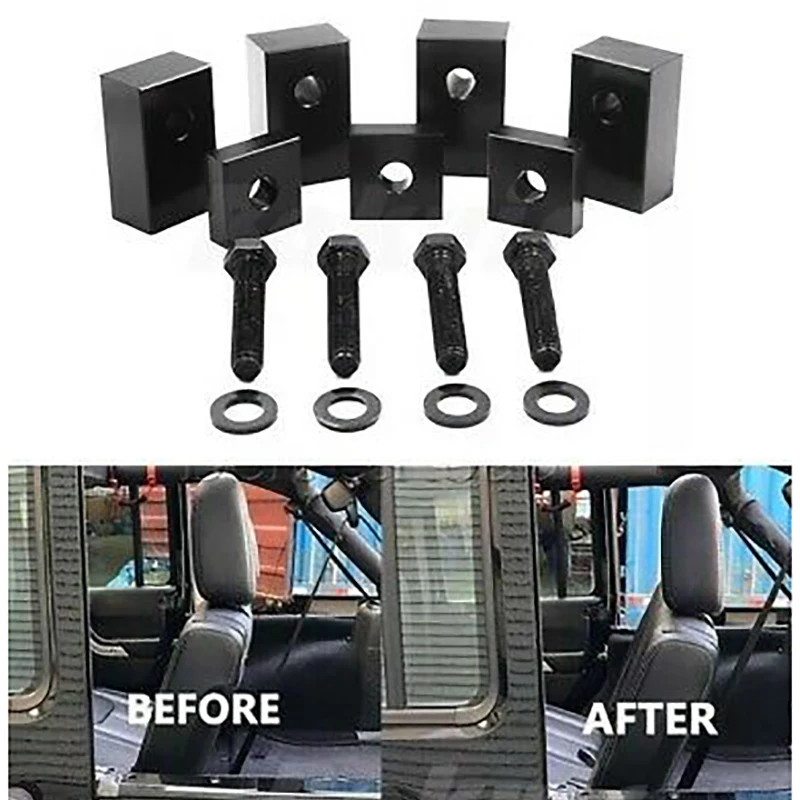 For Jeep Wrangler JK JL 2007 - 2018 Rear Seat Support Cushion Lifting and Tilt Washer Kit Car Modeling Accessories Black 15Pcs