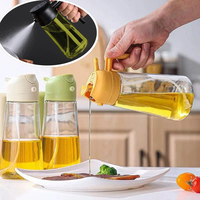 470ml Glass Oil Dispenser 2-in-1 Light-blocking Olive Oil Sprayer Bottle For Kitchen Cooking Salad Dressing