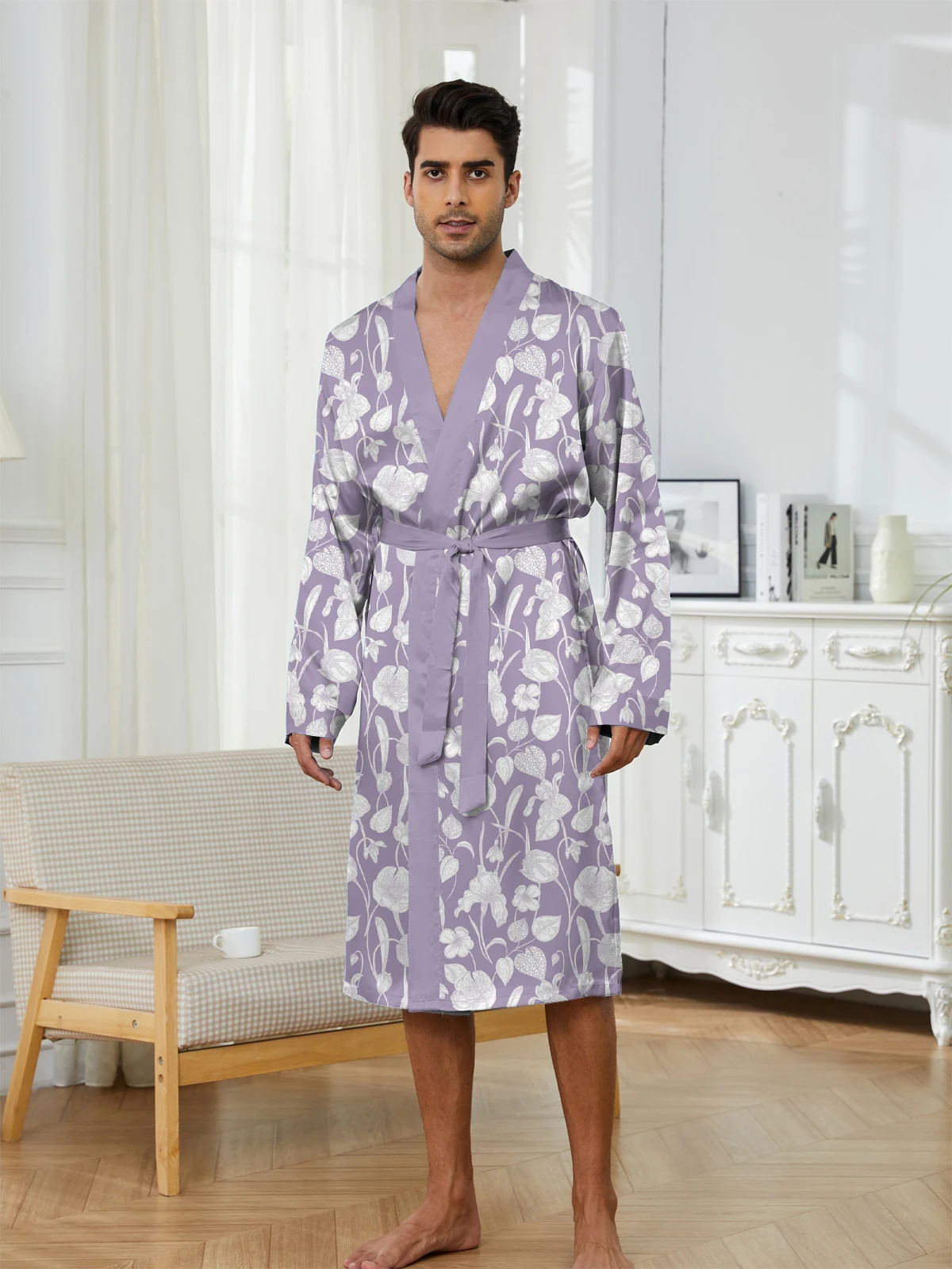 

Men's Robe Sleepwear Bathrobe Men Printing Must-have for Leisure Entertainment 2025 Spring Autumn Long Nightgown Funny Pajamas