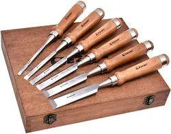 6pcs Wood Chisel Set, Premium Woodworking Carving Tools with Wooden Case, Carpenters & Craftsmen Chisel Tool Sets CRV Steel Tool
