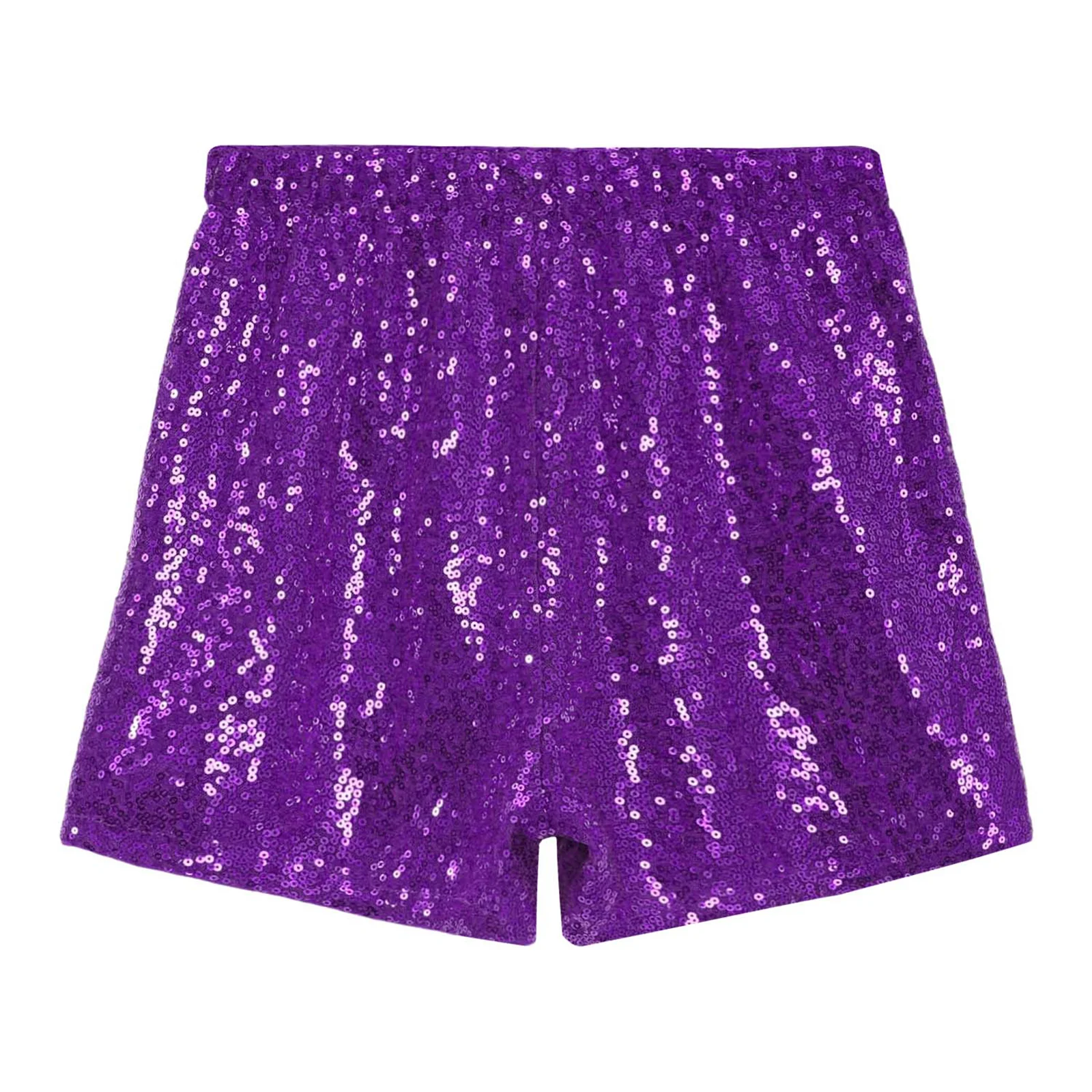 Girls Jazz Dance Cheerleading Ballet Shorts Kids Elastic Waist Shiny Sequins Disco Shorts for Gymnastics Performance Costumes