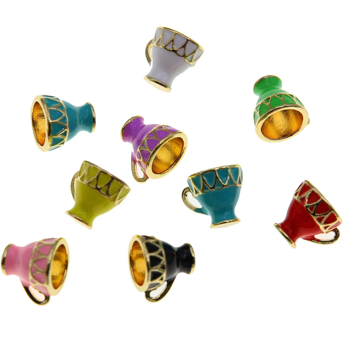 

50pcs 16*13*13 cute niche micro colorful enamel alloy teacup diy toy material accessories