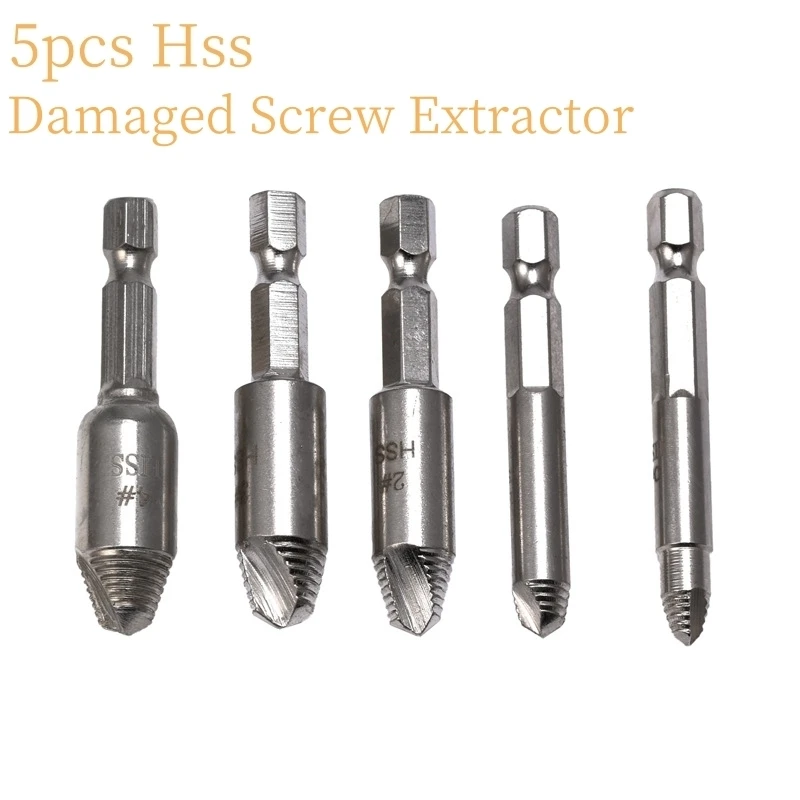 5Pcs Damaged Screw Extractor Drill Bit High Speed Steel Double Easily Take Out Side Drill Out Broken Screw Remover Bolt