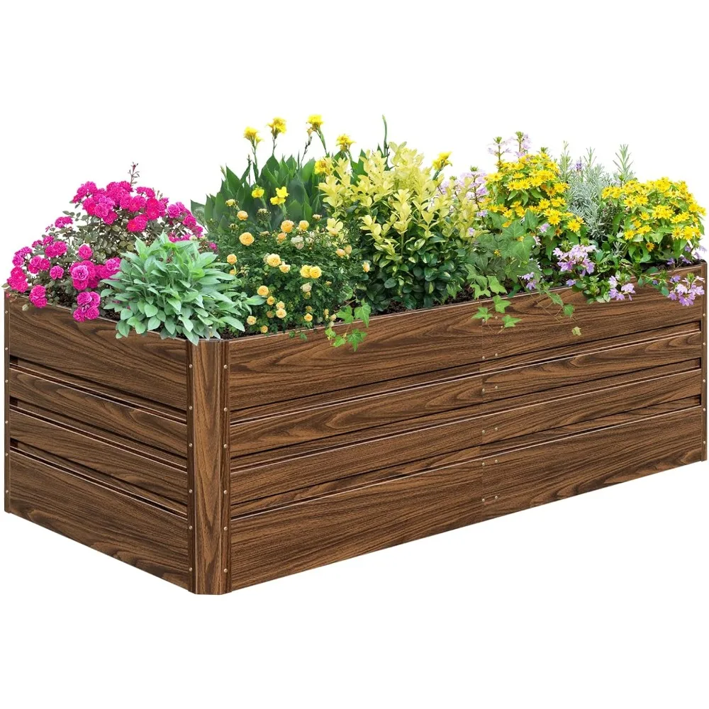 

Galvanized Raised Garden Bed 8x4x2FT Outdoor Large Metal Planter Box Steel Kit for Planting Vegetables, Flowers