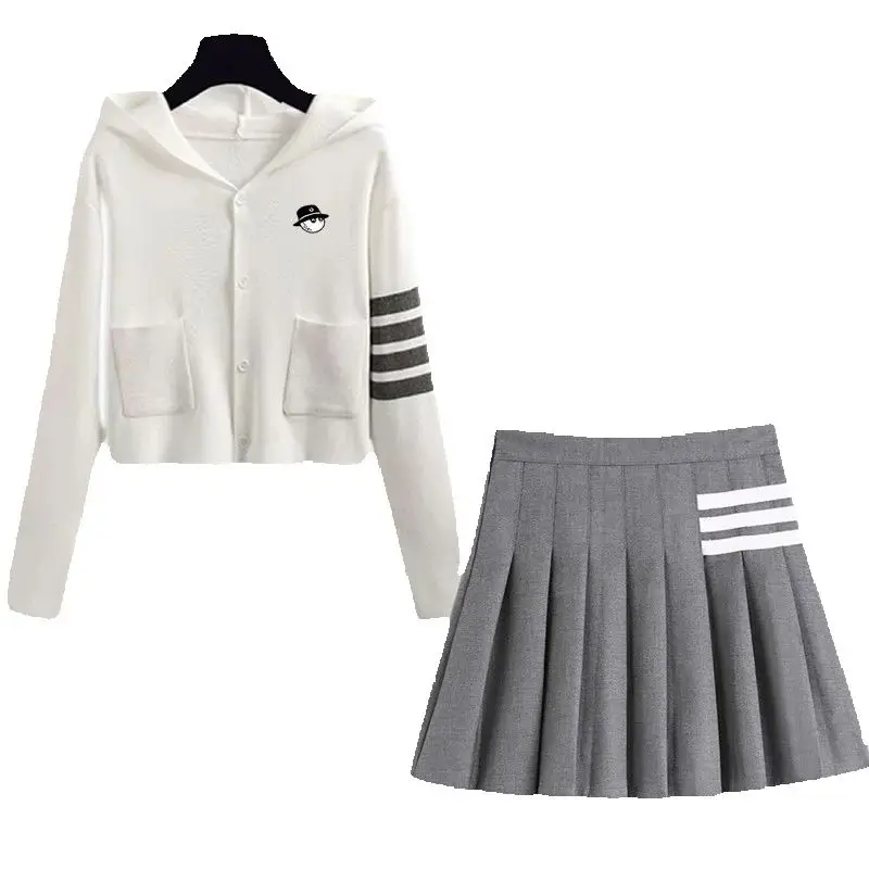 

말본 Authentic Golf Suits Women Golf Wear 2024 Autumn New Two Piece Set High Quality Skirt Knit Golf Sweater Women's Golf Clothing