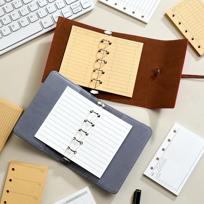 M5  Loose Leaf Notebook Refill Spiral Binder Inner Page Grid Blank Line Diary Agenda PlannerSchool Stationery
