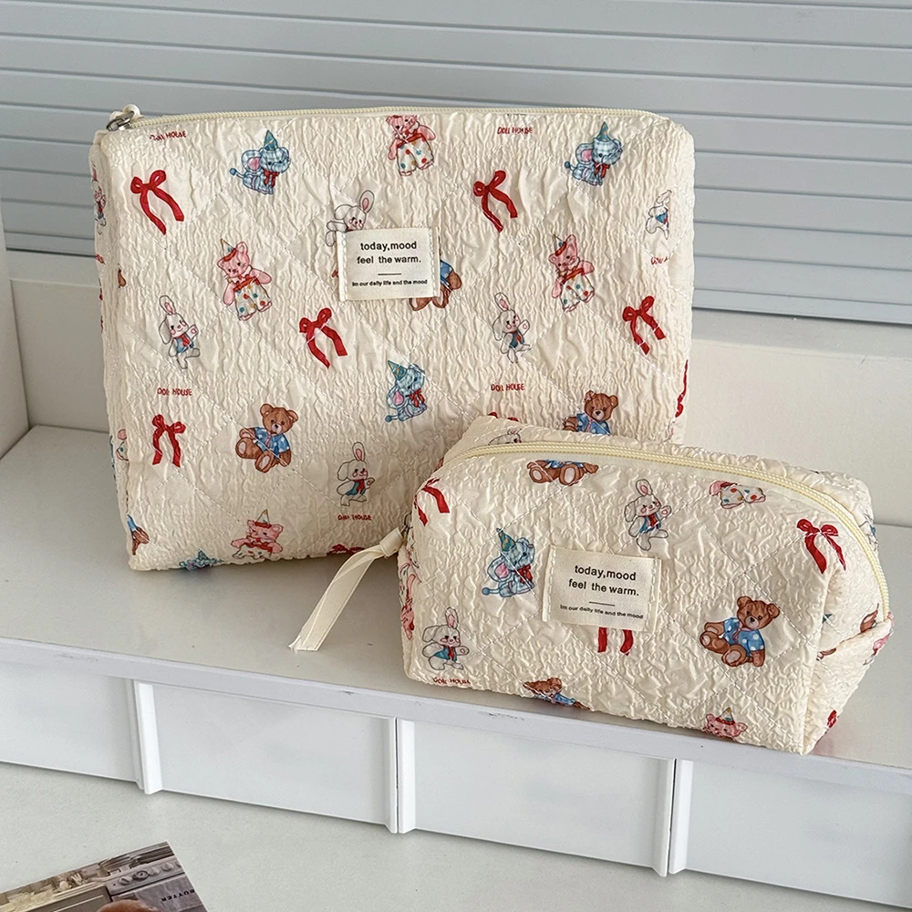 Kawaii Cartoon Tiere Frauen Stepptasche Große Kapazität Kosmetik Kulturbeutel Organizer Tasche 3er Typ Damen Reißverschluss Make-up Tasche – Detail 4