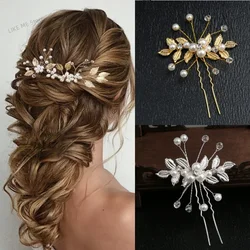 Pearl Flower Hairpin Side Comb Sets Wedding Hair Accessories Leaf Shaped Tiaras Bride Insert Hair Clip Jewelry Fashion Headwear