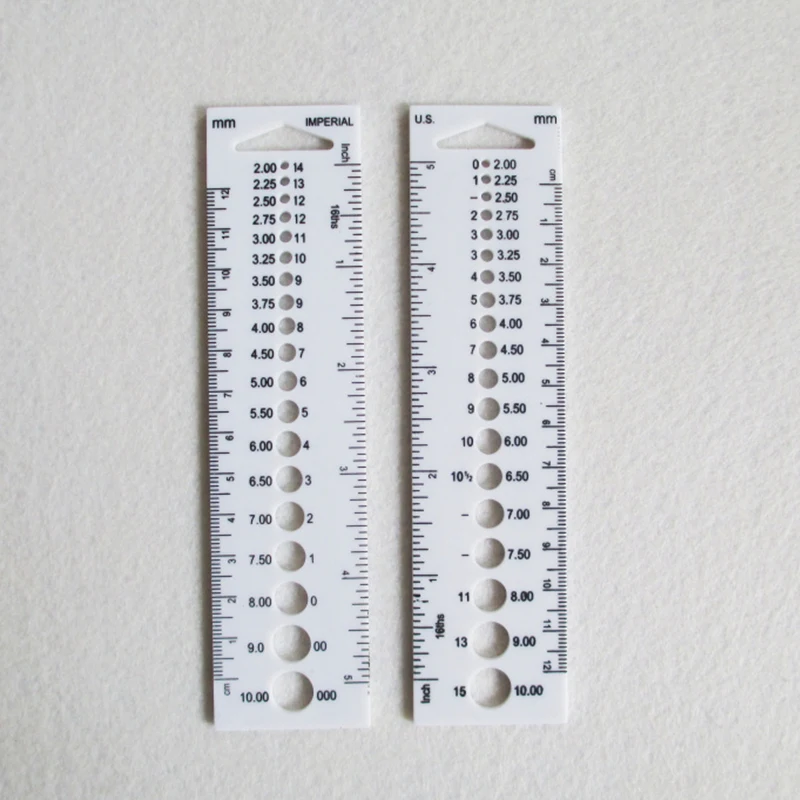wholesale Plastic Knitting Needle Gauge inch cm mm Ruler Tool All In One - 50pcs/lot free shipping