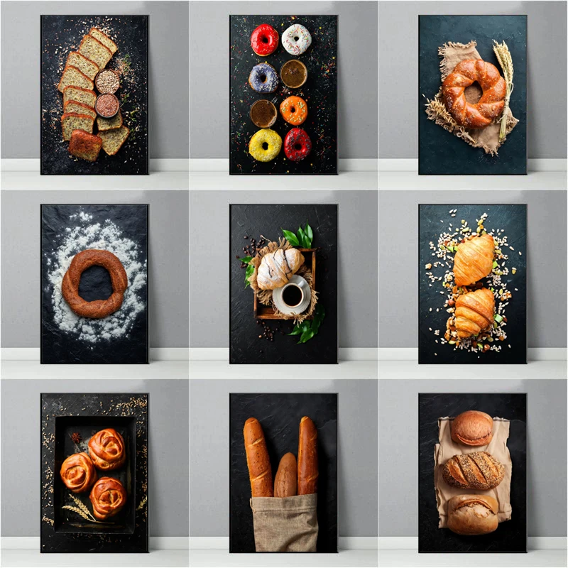 Simple High-end Gourmet Dessert Bread Exquisite Plating Poster Canvas Paint Prints Art Pictures Room Home Bakery Wall Decor Gift