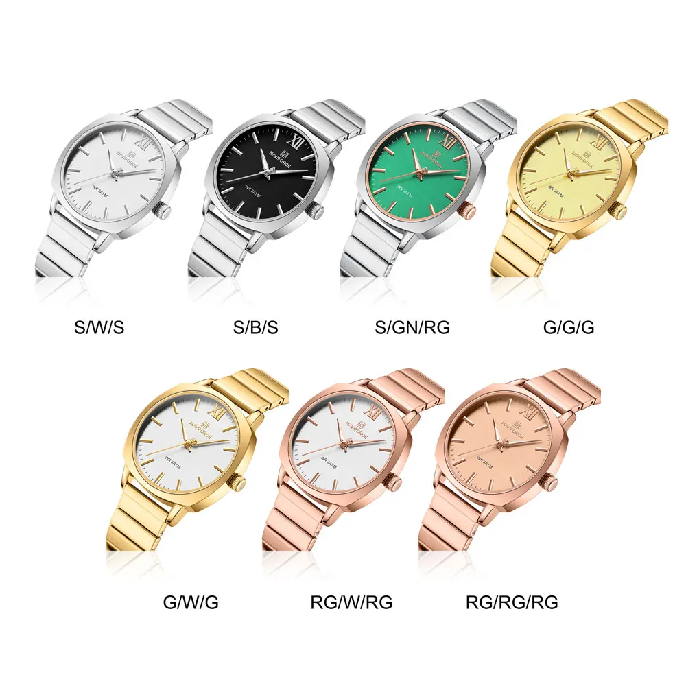 NAVIFORCE Luxury Quartz Watch for Women Elegant Stainless Steel  Wrist Clock Waterproof Watches Luminous Ladies Dress Wristwatch