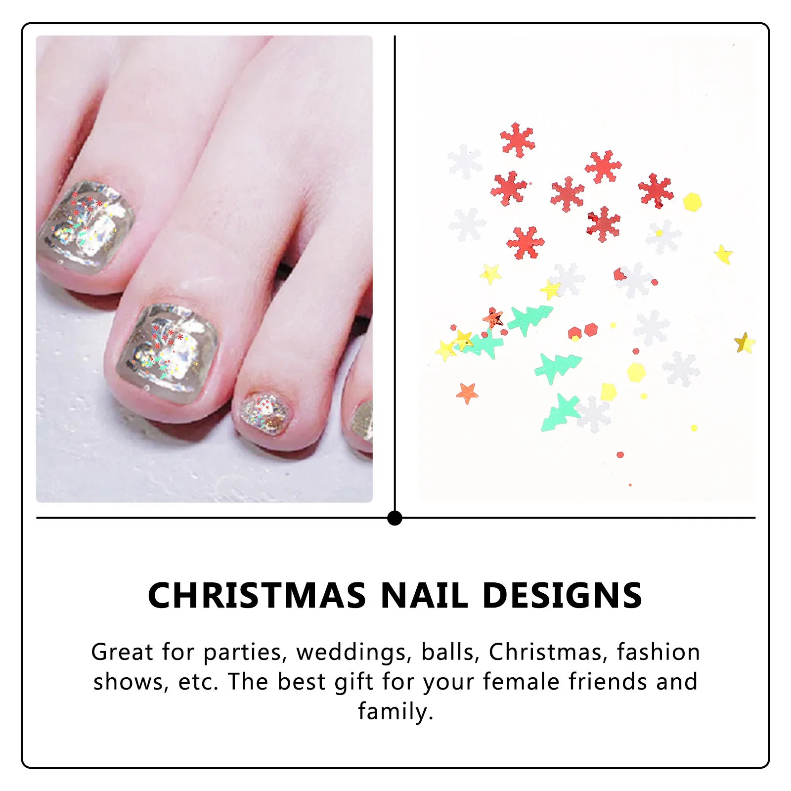 

3 Boxes Christmas Nail Snowflake Glitter Sequins Flakes Confetti for Acrylic Nail Art Body Face Holiday Makeup