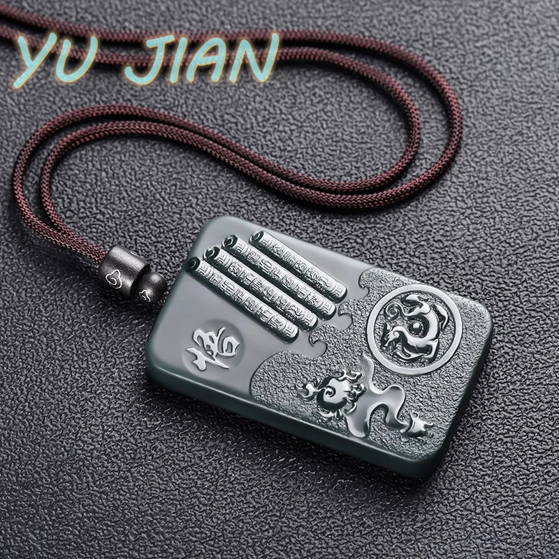 جديد Hetian الأخضر الجاديت عالية الجودة المعلقات الطبيعية حبات اليشم الحقيقي سلسلة قلادة قلادة العلامة التجارية محظوظ الرجال النساء غرامة مجوهرات #6