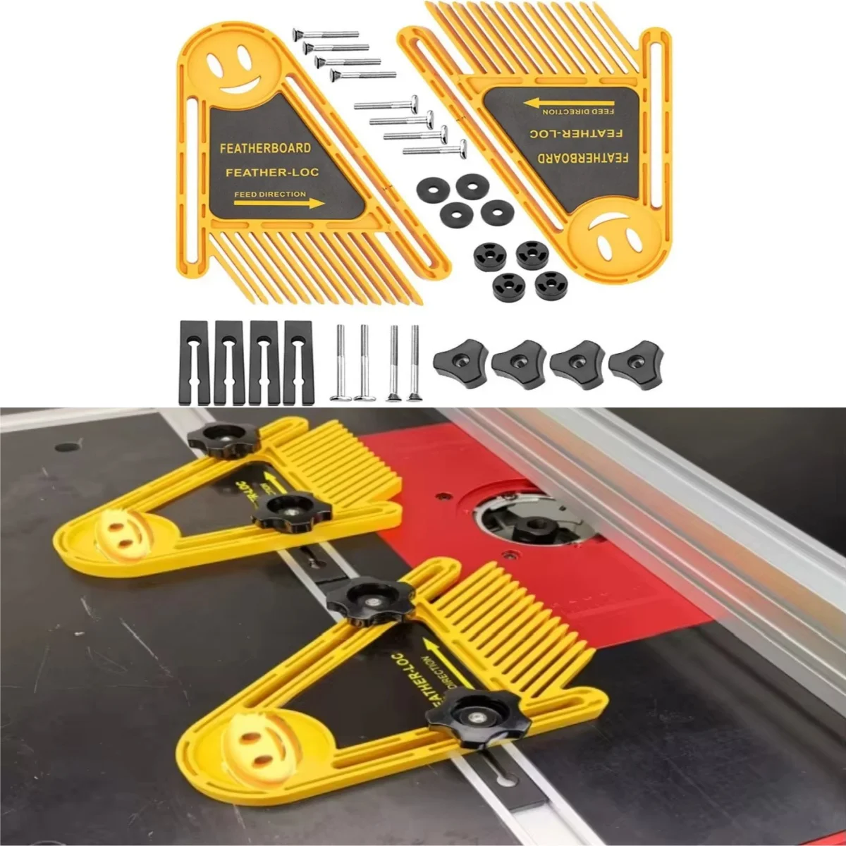 Double Feather Board 2-Piece Adjustable Feather Board, Suitable For Table Saw Band Saw Fence Router Table And Table Saw Fence