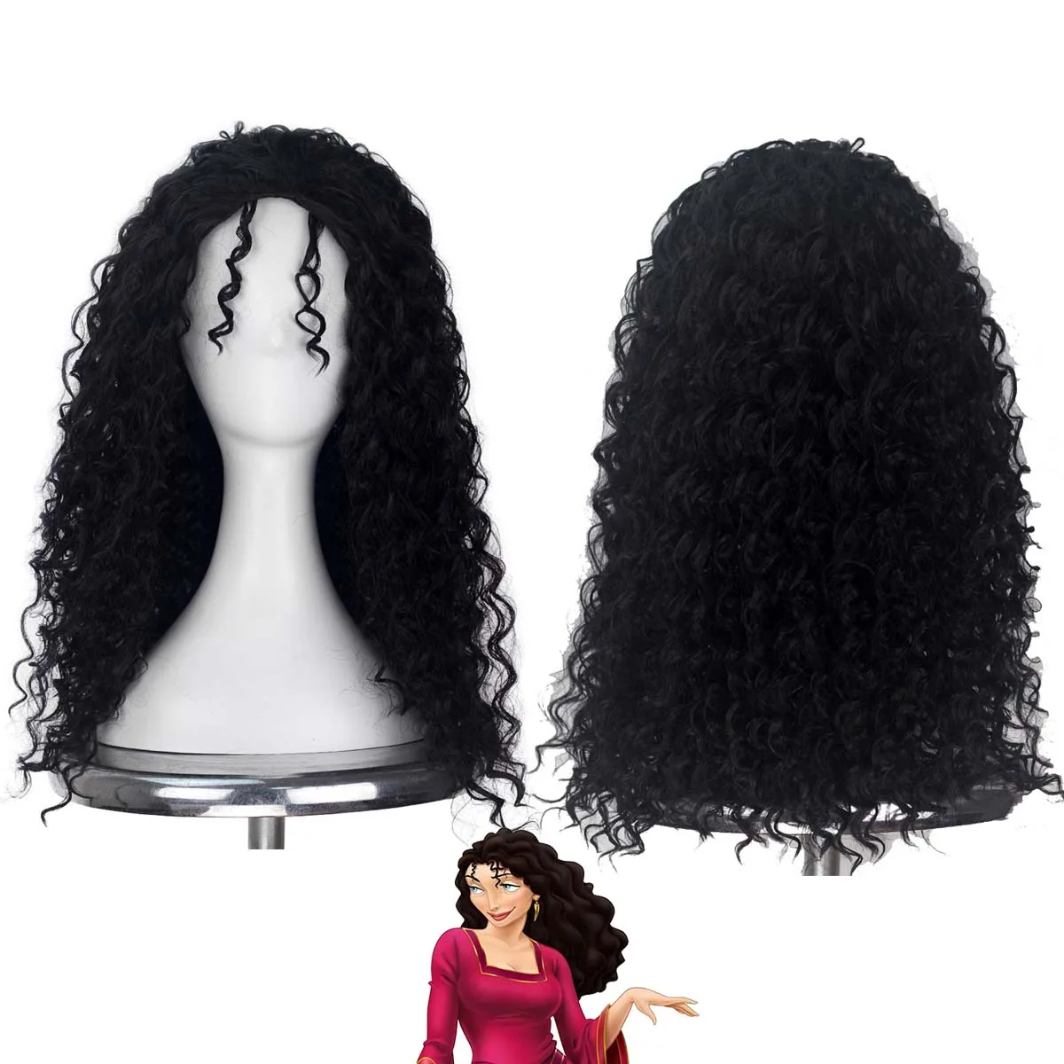 

Women Evil Witch Mother Gothel Cosplay Black Curly Synthetic hair Wig