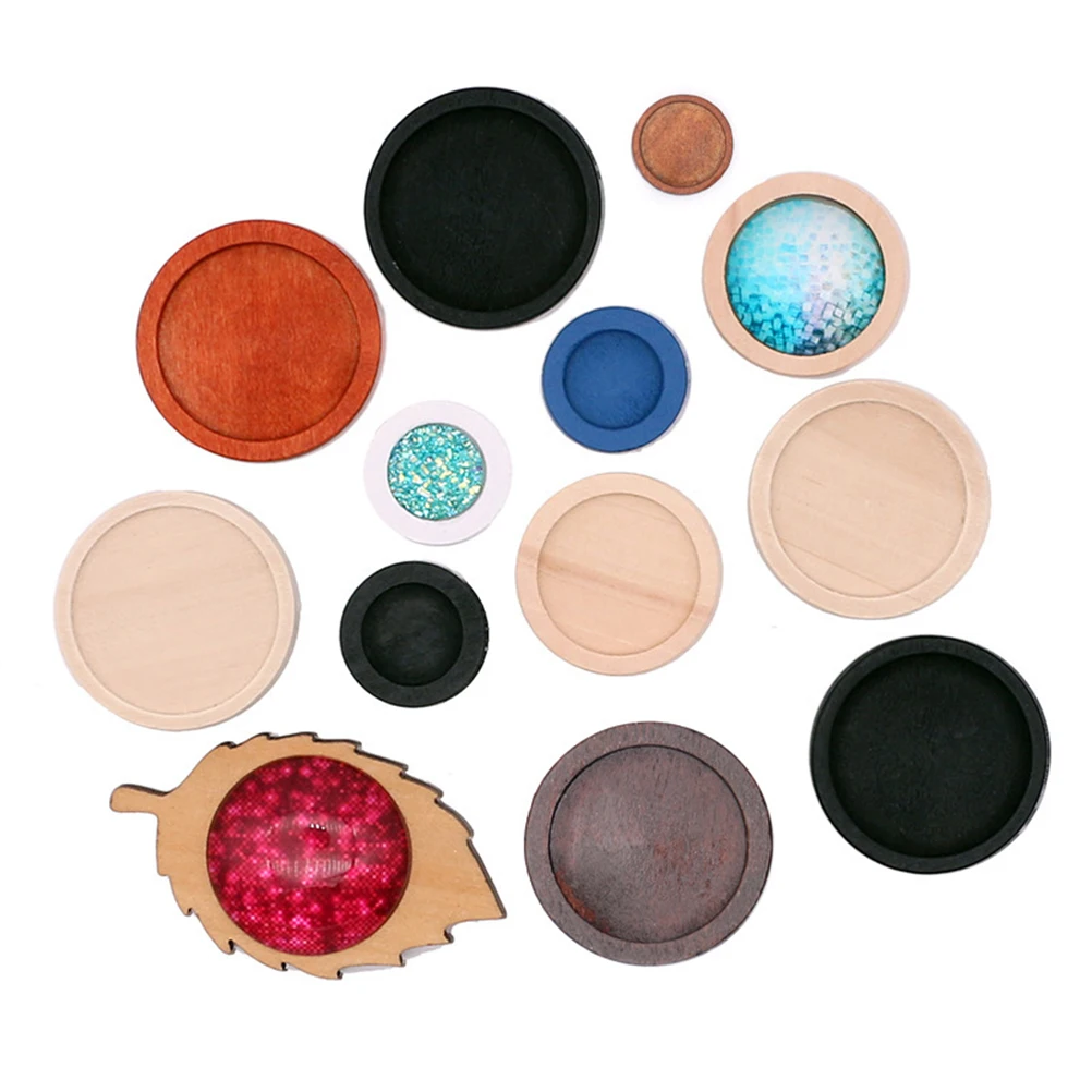 

30 Pcs Gem Wood Bottom Support Pendant Accessory for Keychain Charms Tray Making Necklace Crafting Jewelry