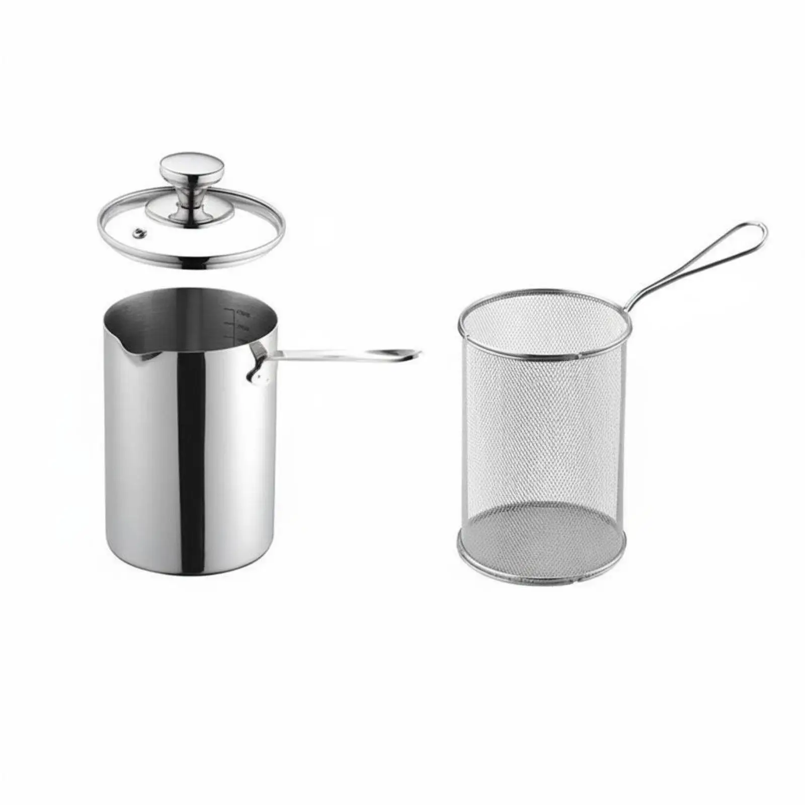 Deep Fryer Pot with Strainer Basket Multi-Functional Mini Deep Fryer Pot