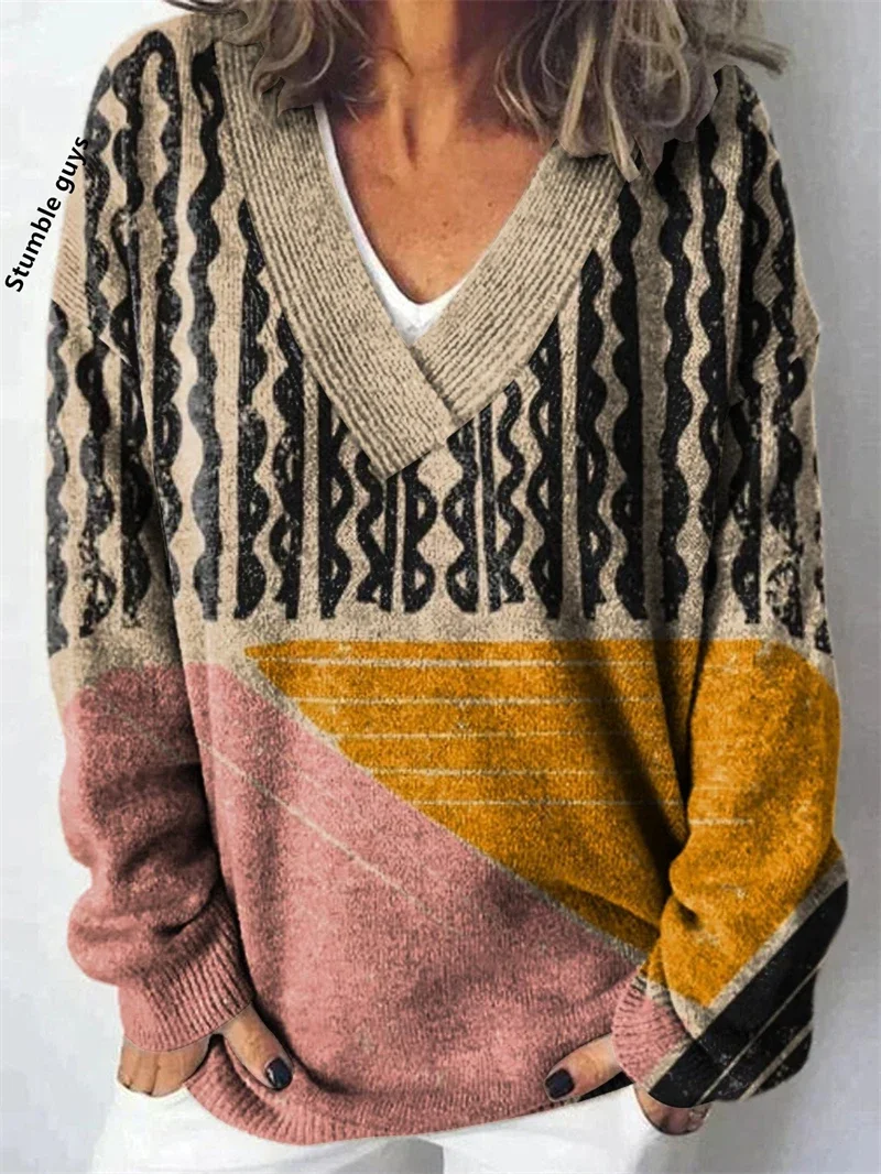 

Женский свитер на осень-зиму с рождественским принтом, модный повседневный мягкий вязаный топ с оленем, снеговиком и собакой Y2K, европейско-американский вязаный топ ​