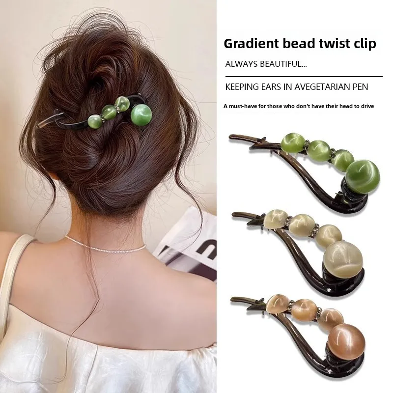 

Обязательно для вождения, простые и повседневные волосы, круглые бусины со стразами, одно слово, зажим.