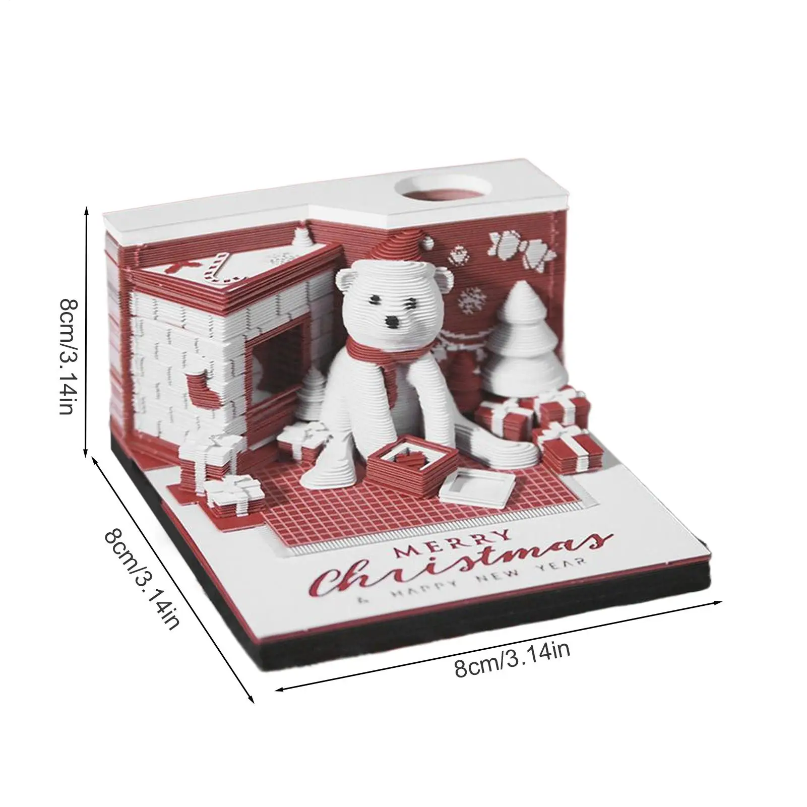 3D Calendar Christmas Bear 3D Tear Away 2026 Calendar Desktop Accessories Notepad Home Decor for Teacher Student Classroom