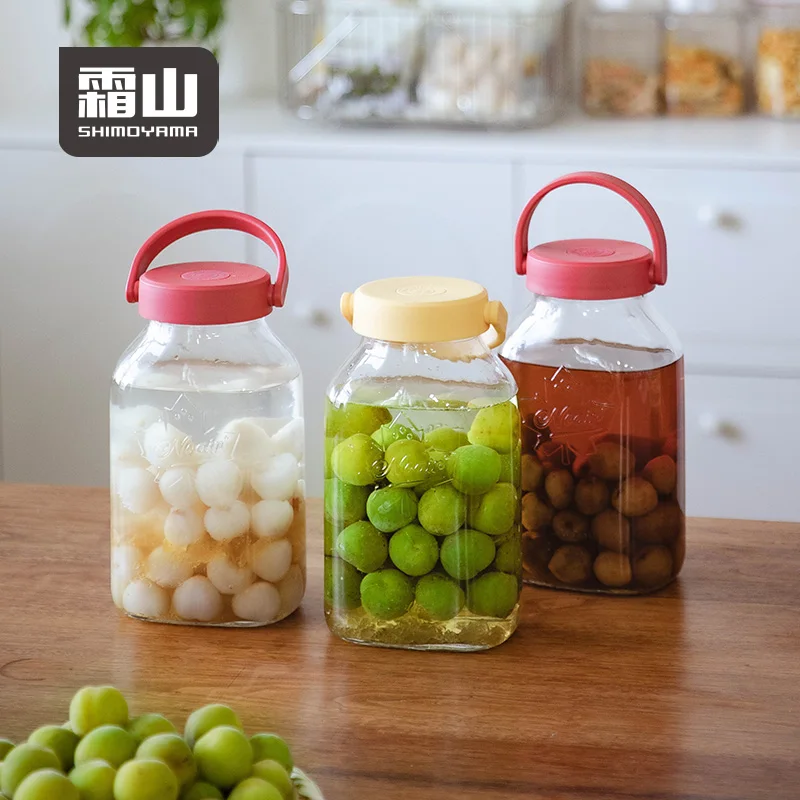 

SHIMOYAMA Glass Sealing Jar Big Mouth Glass Peel Jar Storage Bottle Household Food Storage Wine Bottle with Filter Screw Lid