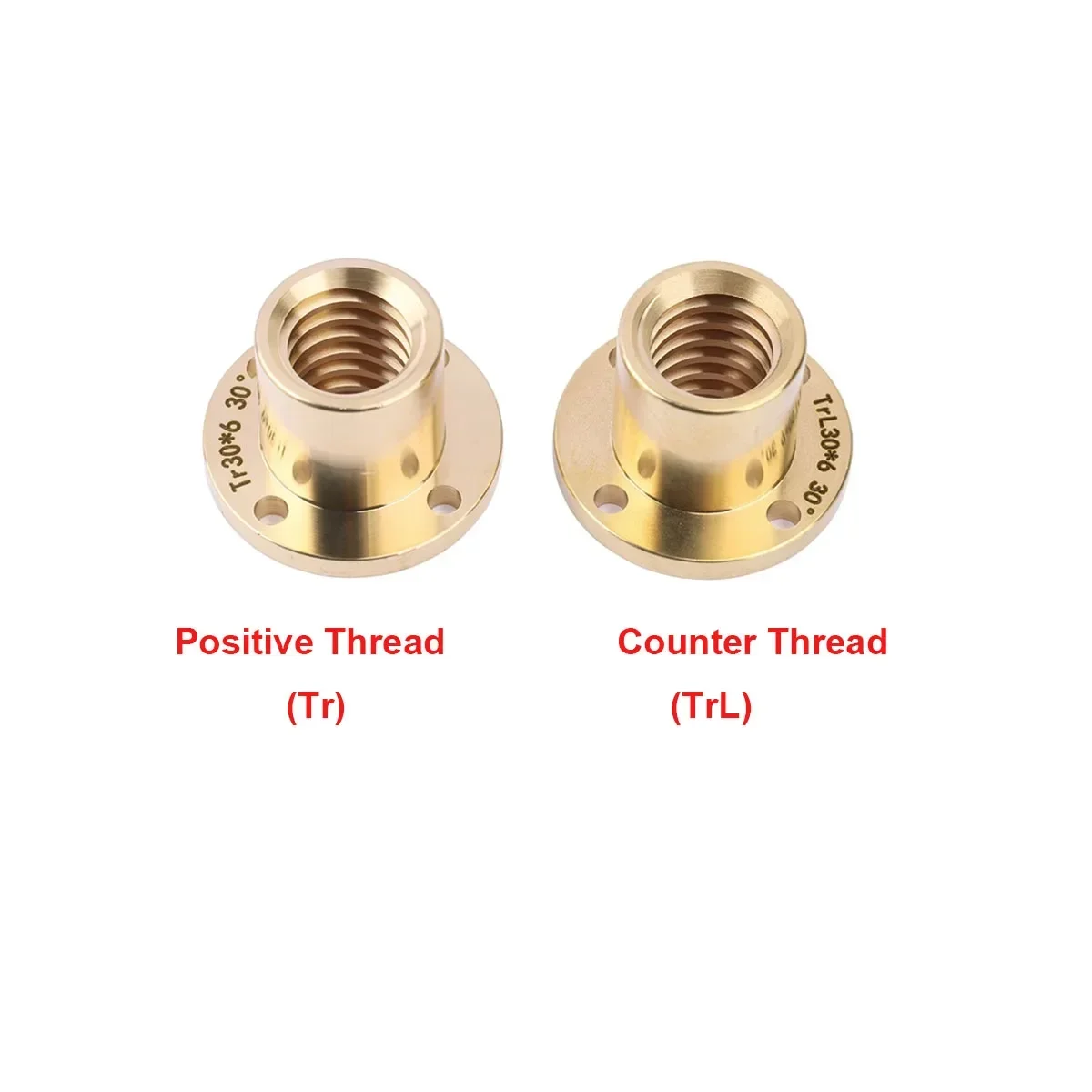 Tuerca de tornillo Trapezoidal con brida redonda de cobre, rosca positiva, rosca inversa Tr8, Tr10, Tr12, Tr14, Tr16, Tr18, Tr20