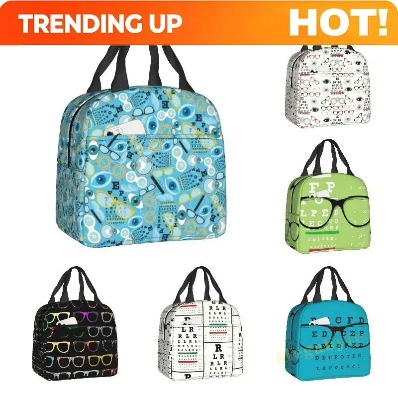Custom Bag Custom Black Snellen Chart Thermal Insulated Lunch Bags Women Vision Test Optical Optics Eye Test Medicine Glasses Lu