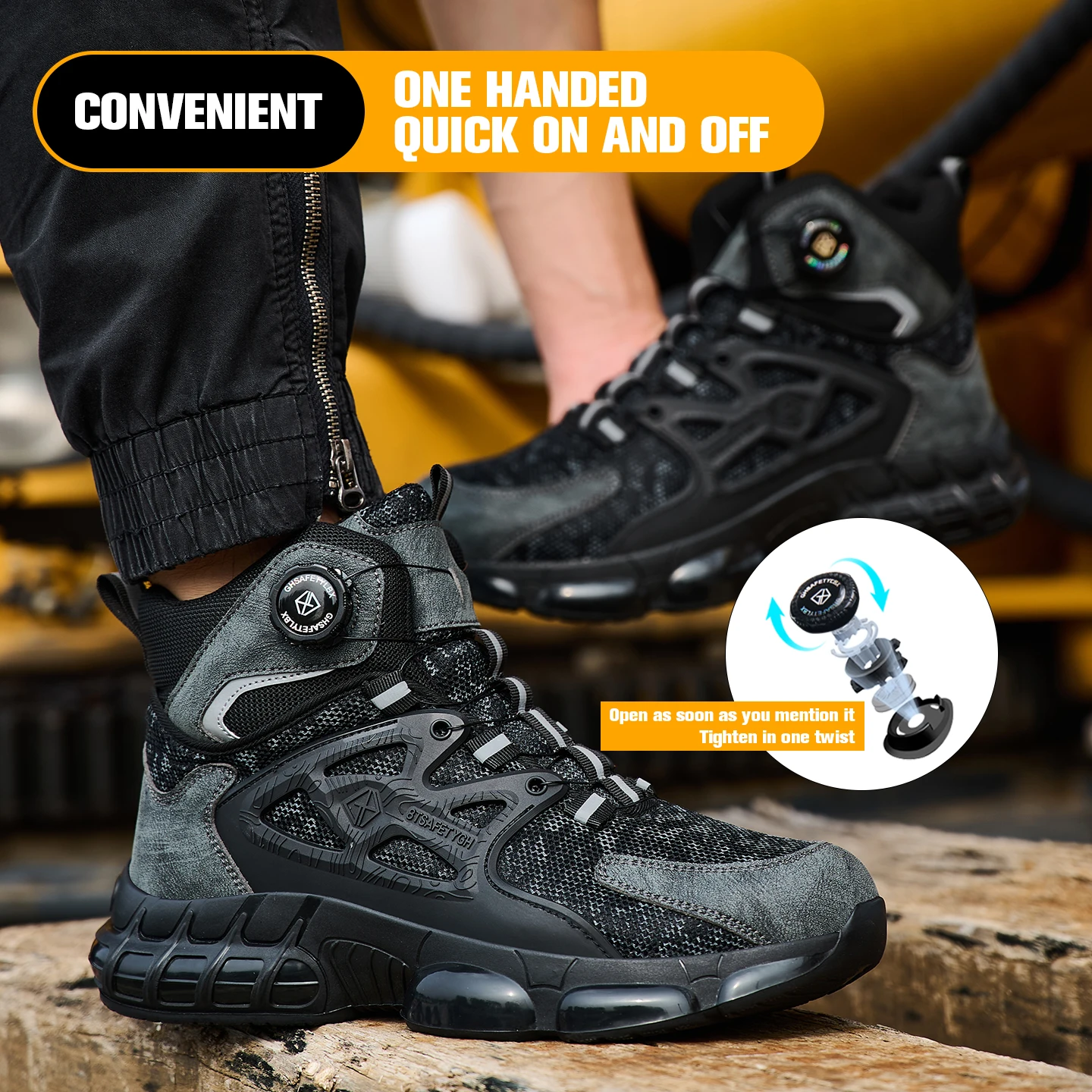 Herren Stahlkappe Schutz Sicherheitsstiefel Rutschfeste Abriebfeste Anti-Pannen-Arbeitsschuhe Männer Anti-Pannen-Schuhe