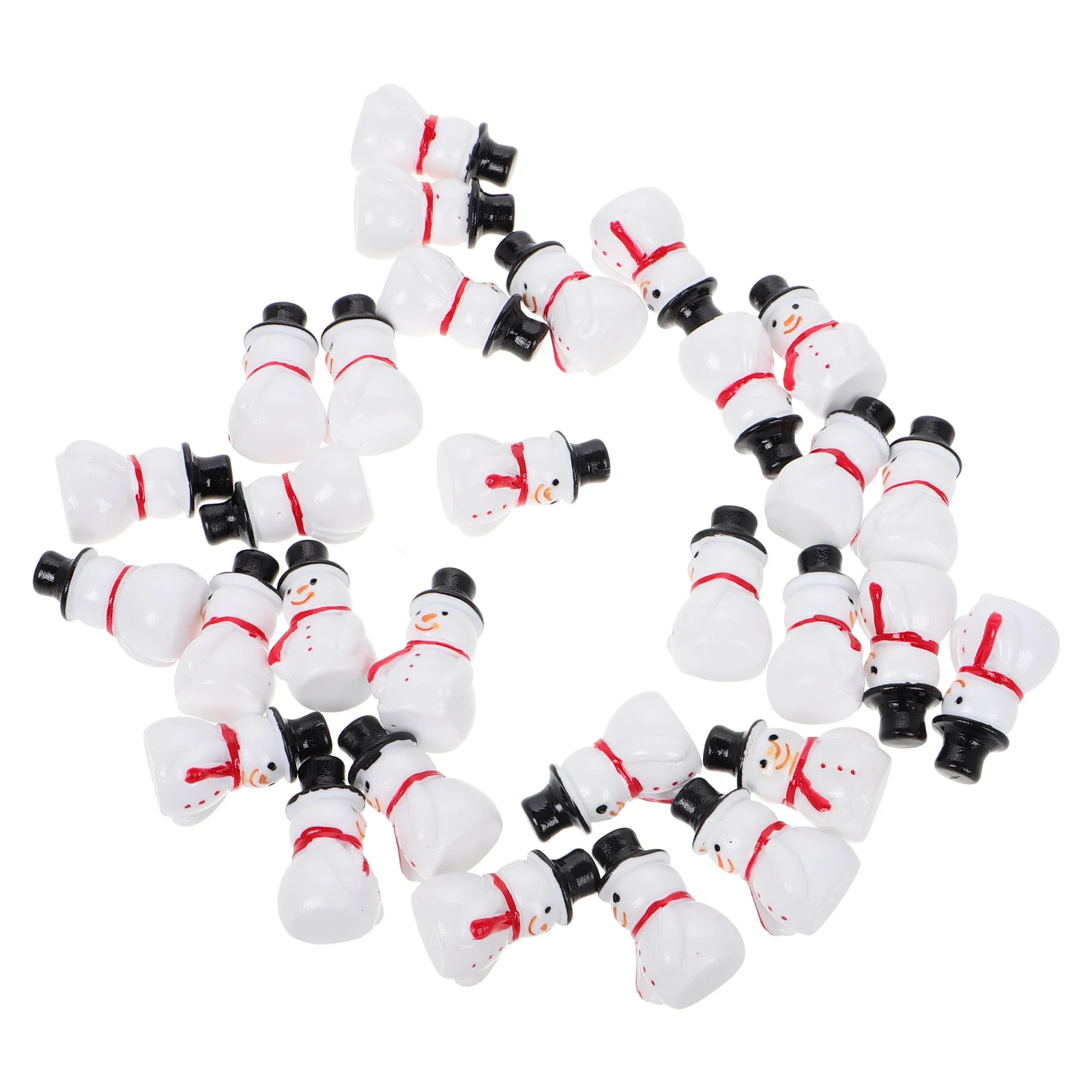

30Pcs Mini Snowman Resin Charms Decorative Christmas Indoor Outdoor Garden Xmas Ornaments Tabletop Holiday Decorations