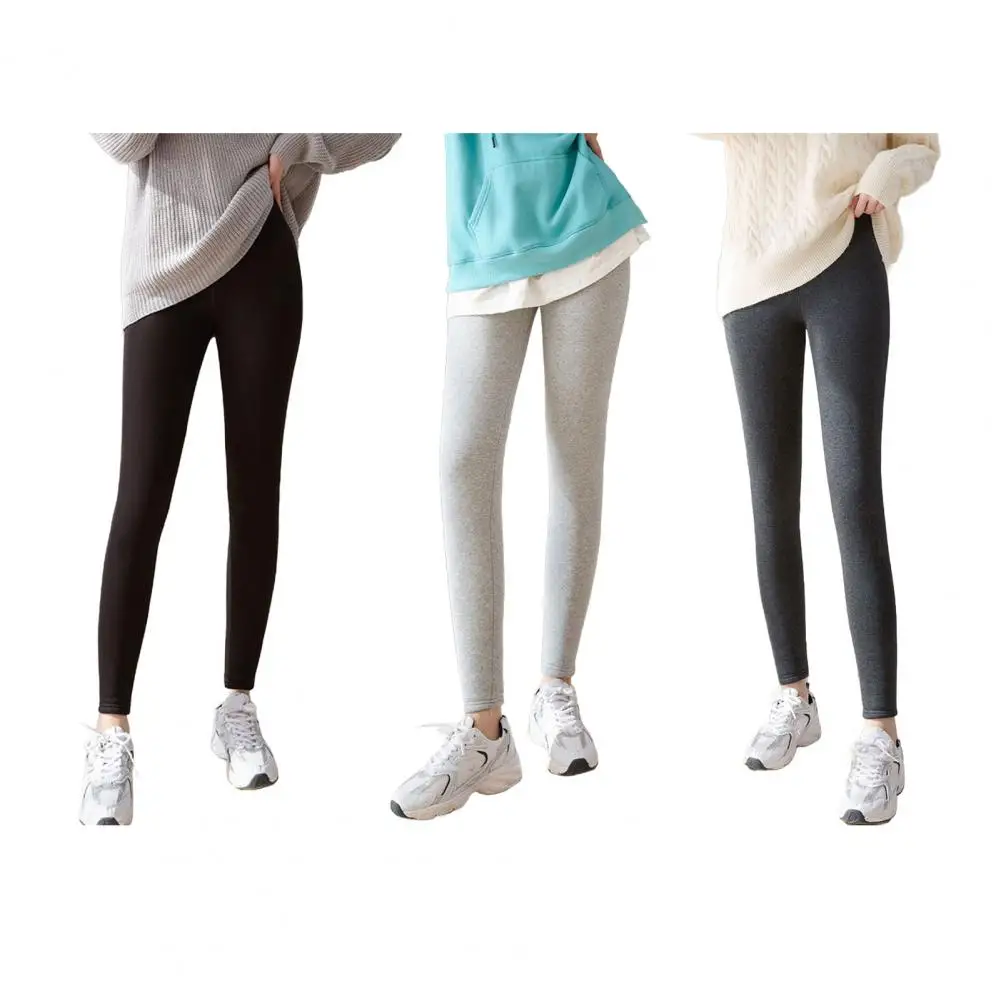 Leggings d'hiver femmes velours taille haute Legging chaud pantalon Femme crayon mince noir épais Legging couleur unie chaud minceur jambe