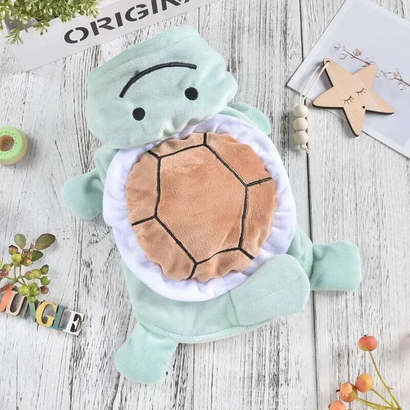 

Green Happy Turtle Halloween Pet Dog Clothing For Small Puppy Cat Hood Two Legs Winter Warm Doggie Outfit Hoodie Apparel ets