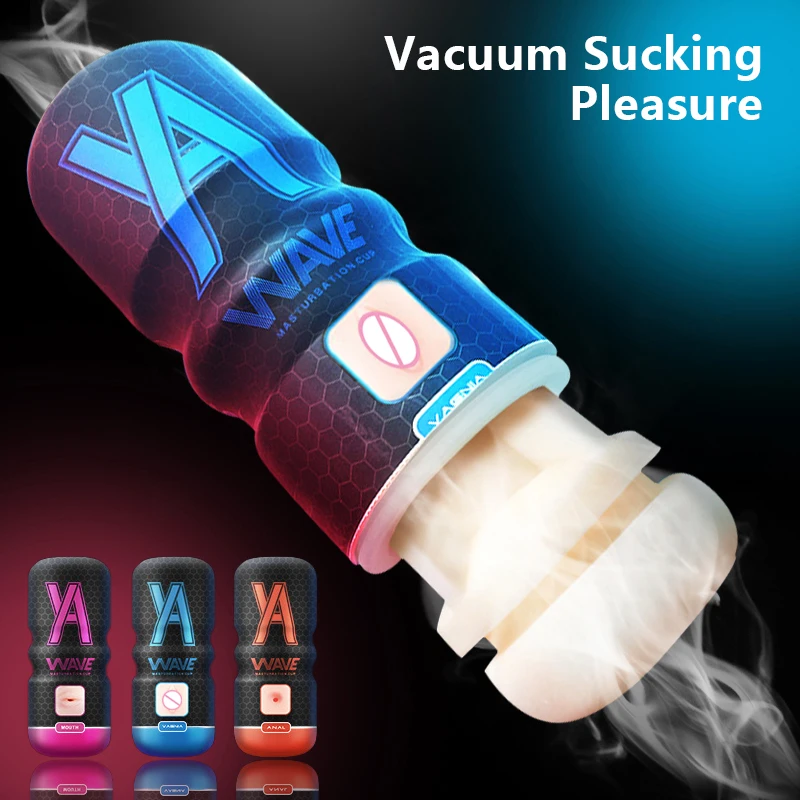 WAVE Powerful Sucking Masturbation Cup Realistic Anal Vagina Pocket Pussy Blowjob Massager Male Masturbator Sex Toys for Men 18+