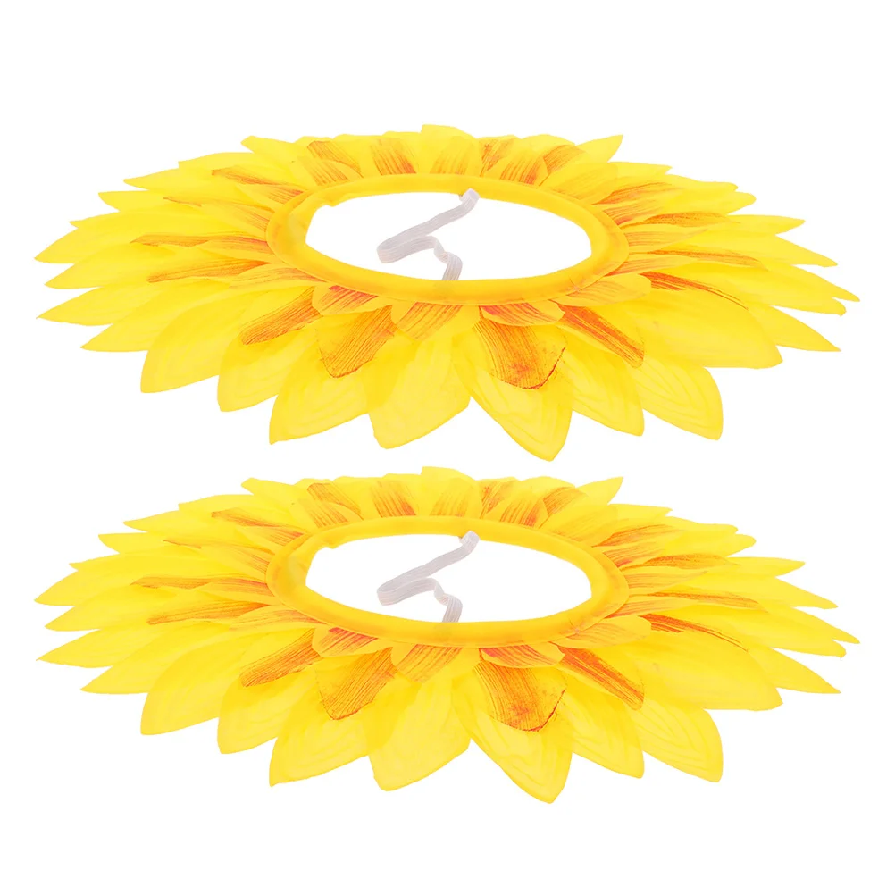 2 Stück Sonnenblumen-Kopfbedeckung, lustig, weich, bequem, Blumenhut für Sporttag, Partys, Cosplay, Fotokabinen-Requisiten