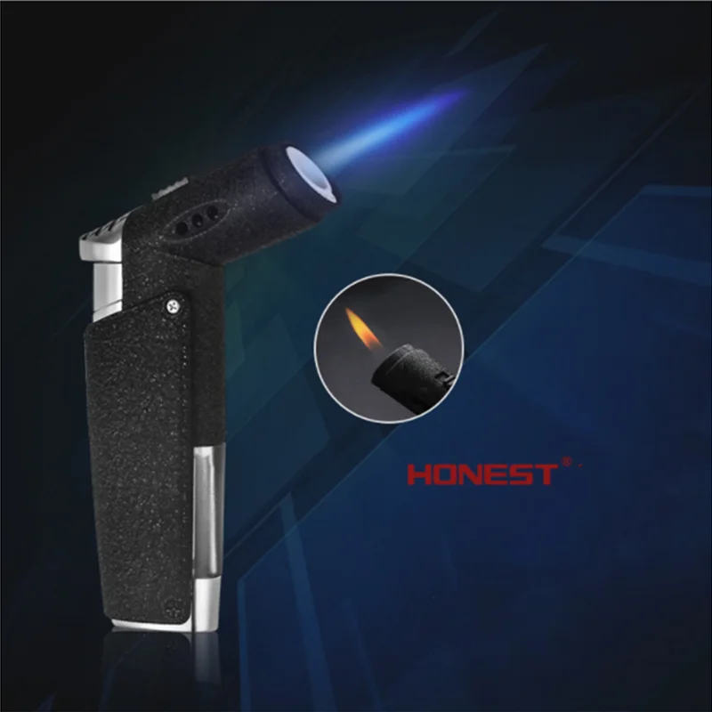 HONEST Metal Turbine Torch Large Fire Lighter Kitchen Windproof Direct Charge Butane Gas Barbecue Jewelry Welding Cigar Tool