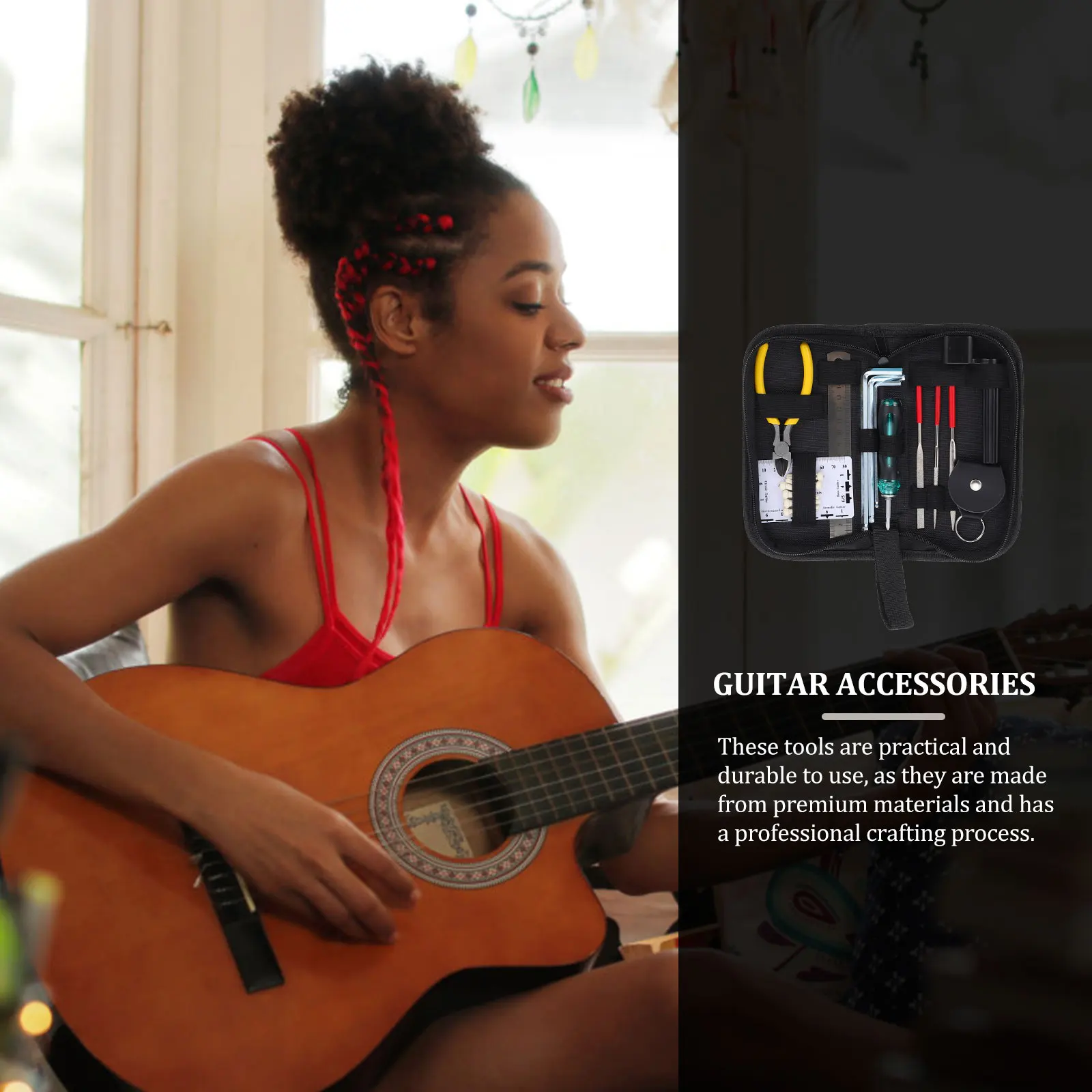 

1 set 1 Set Guitar Repairing Tool Kit Professional Cleaning Maintenance Supplies Durable Accessories For Guitarists Bag Included