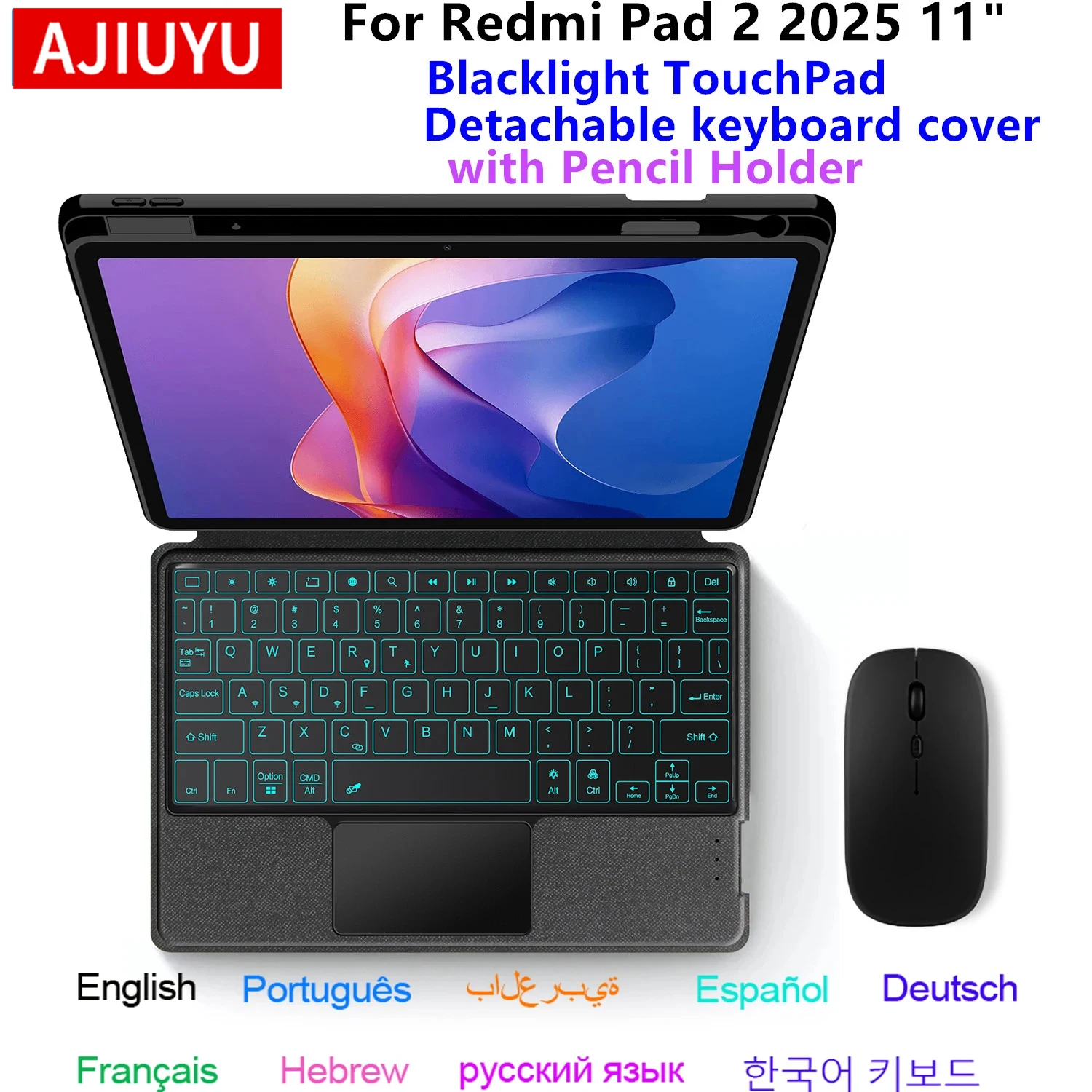 Magic Keyboard For Xiaomi Redmi Pad 2 2025 11' Case Funda for Redmi Pad2 Pad 2 11 inch Tablet Keyboard Cover with Pen Holder