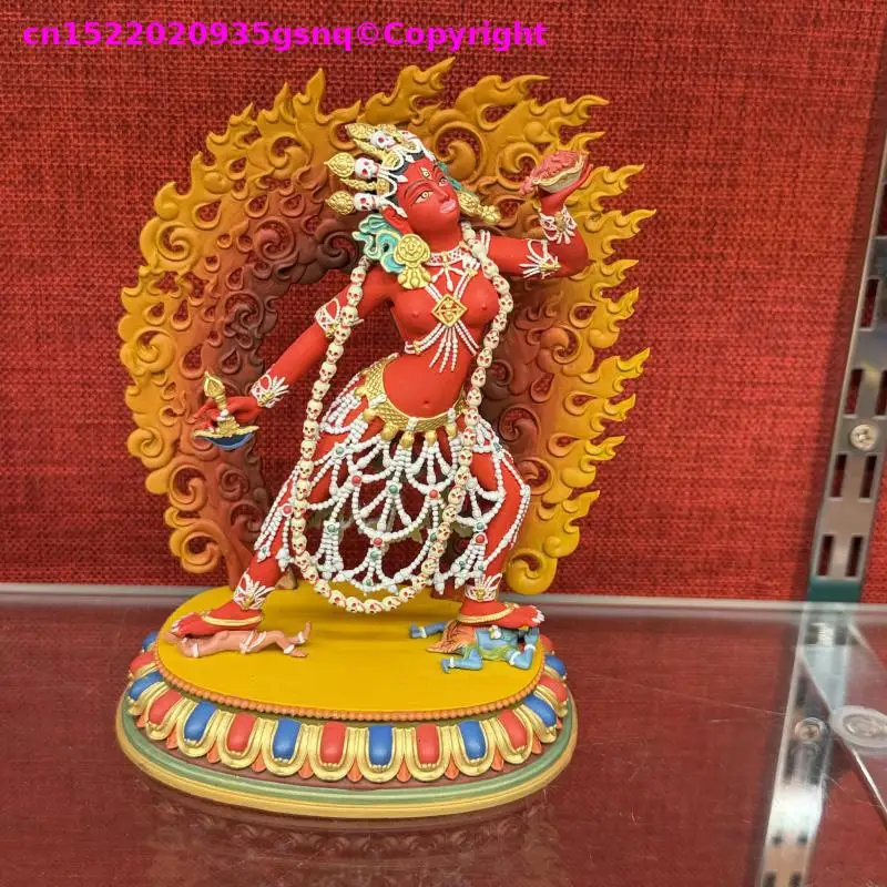 Special offer TOP Nepal Painted dakini kurukulla Buddha statue Vajravarahi copper carving Buddhist altar tibetan family worship