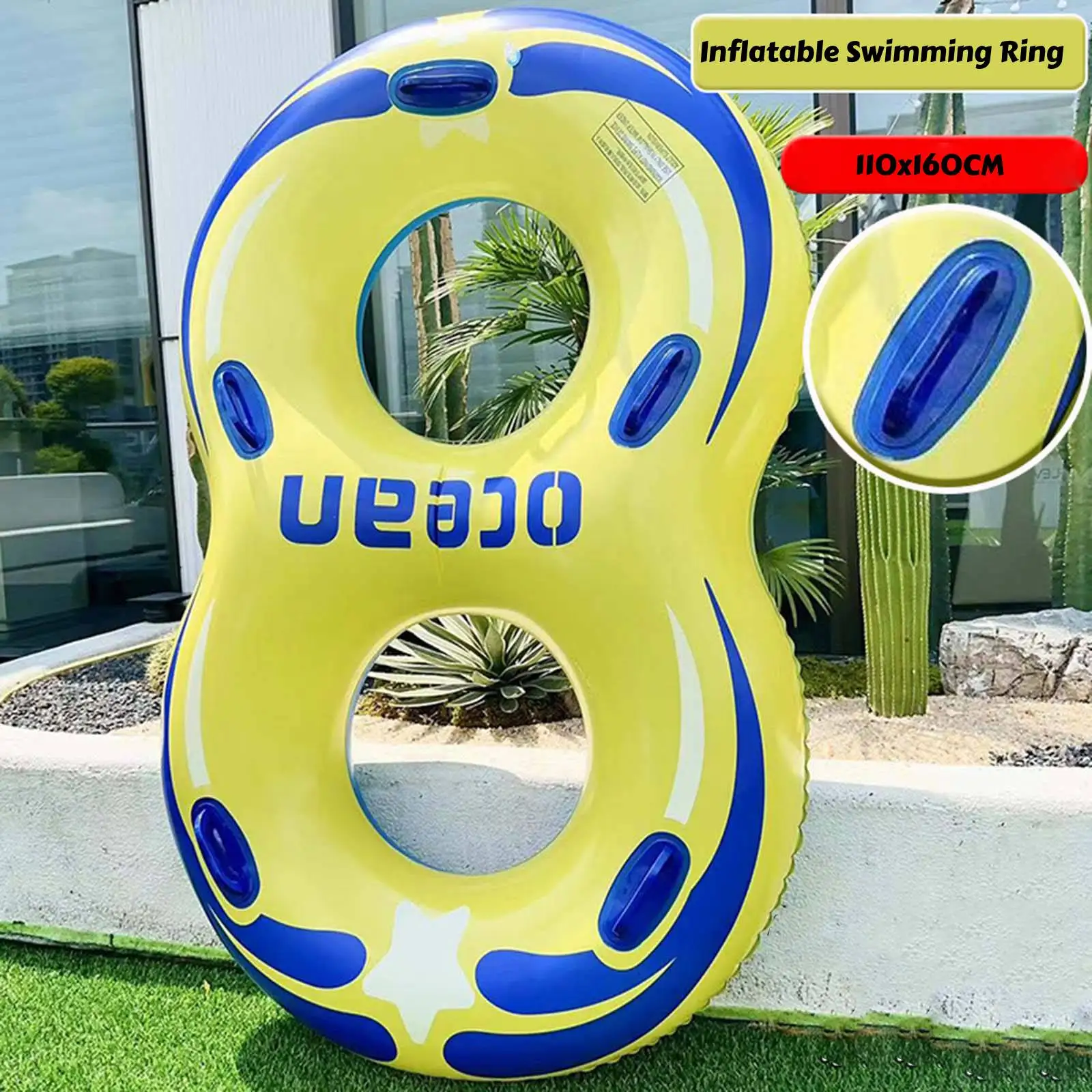 

Inflatable Swimming Ring Thickened PVC Water Pool Swim Ring Swim Tubes Rings for Two People Kids Adult Float Bed Air Mattress