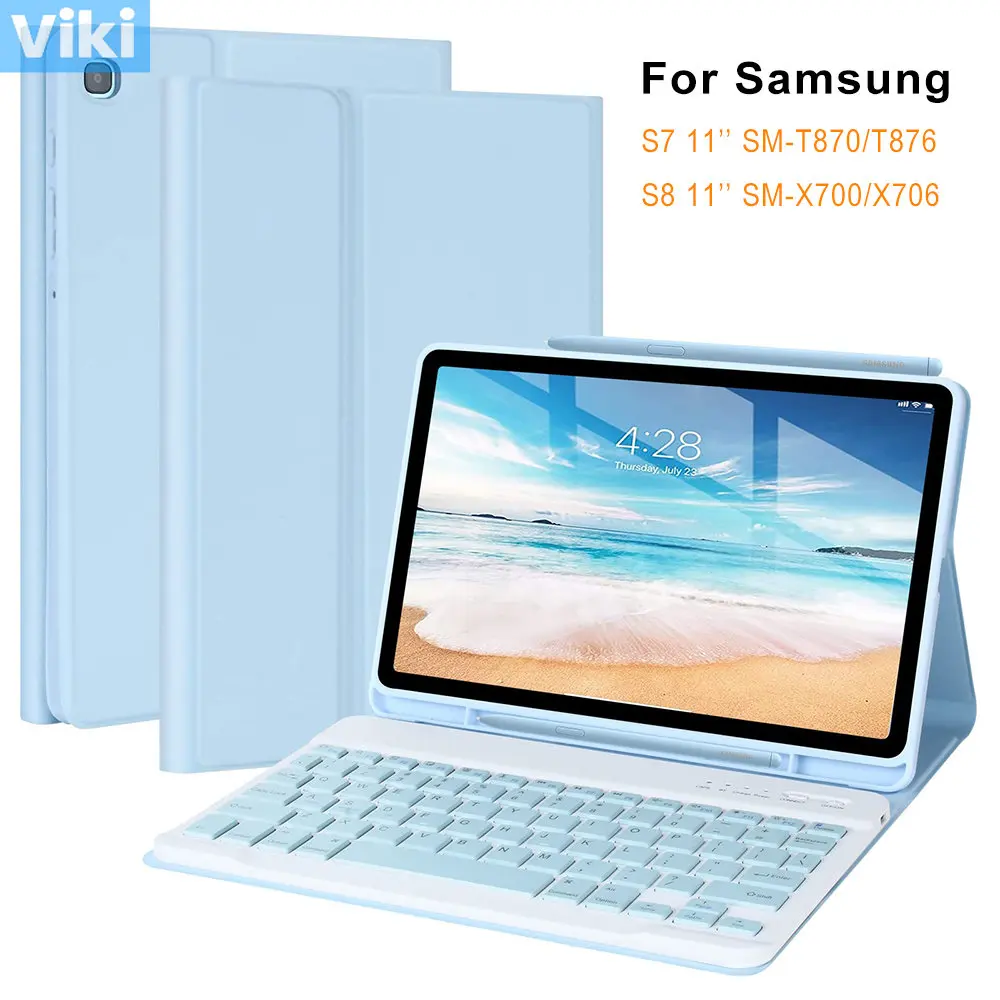 

Wireless Tablet Keyboard Case for Samsung Galaxy Tab S7 S8 11Inch SM-T870 T875 X700 X706 Protective Folio Case with S Pen Holder