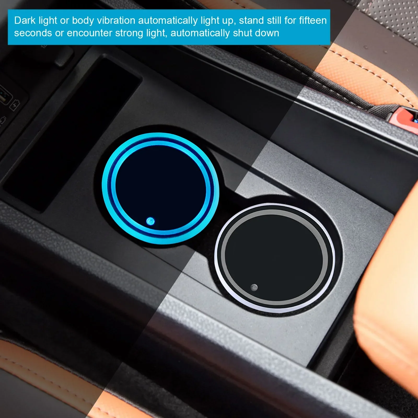 7-Farben-LED-Beleuchtung für Auto-Getränkehalter, USB-Aufladbare Leuchtende Getränkematten, Wasserdicht Rutschfest, Innenraum-Ambiente-Dekoration – Detail 5