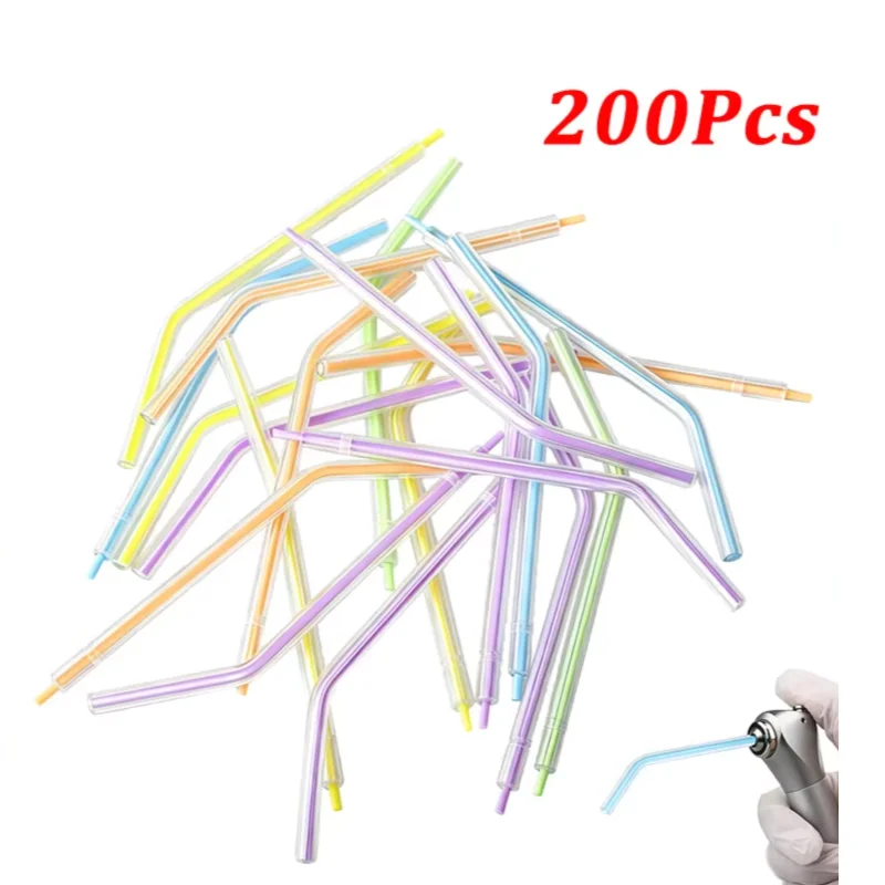 200Pcs/pack Dental 3 Way Syringe Nozzle Dentistry Plastic Air Water Triple Spray Bent Tip Disposable Universal Replacement Tips