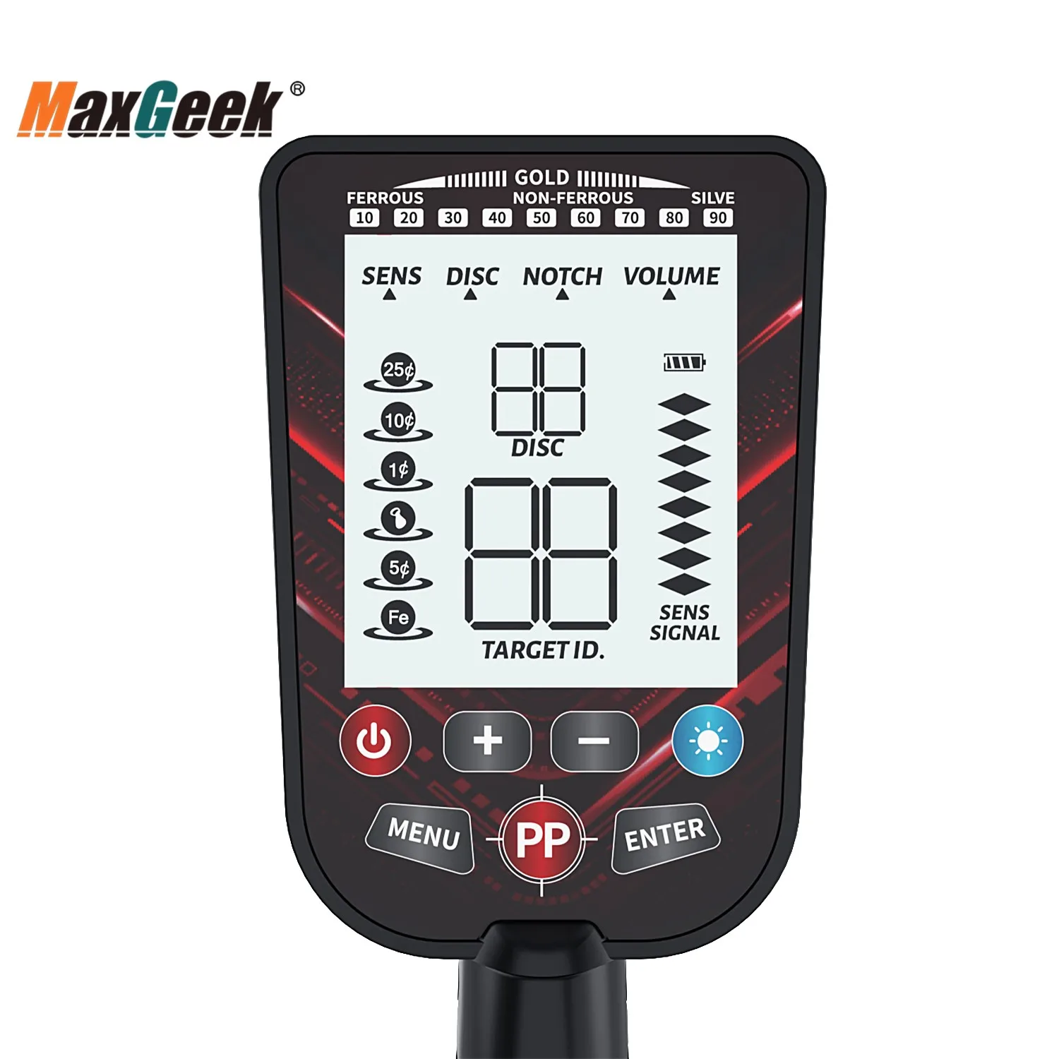 GT963 Ondergrondse metaaldetector Waterdichte detectiesonde Schatzoeker Outdoor Zeldzame metaalacht met achtergrondverlichtingsfunctie