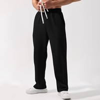 Men's High Waisted Joggers Tech Pants Fall Winter Fleece Lined Sweatpants Wide Straight Leg Bottom Sweatpants Male Joggers Pants