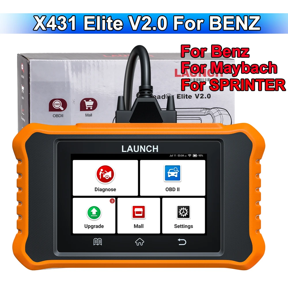 LANCERING Creader Elite V2.0 voor Benz OBD2-scanner, bidirectionele scantool met volledige systemen, alle resetten, ECU-codering voor BMW voor Ford