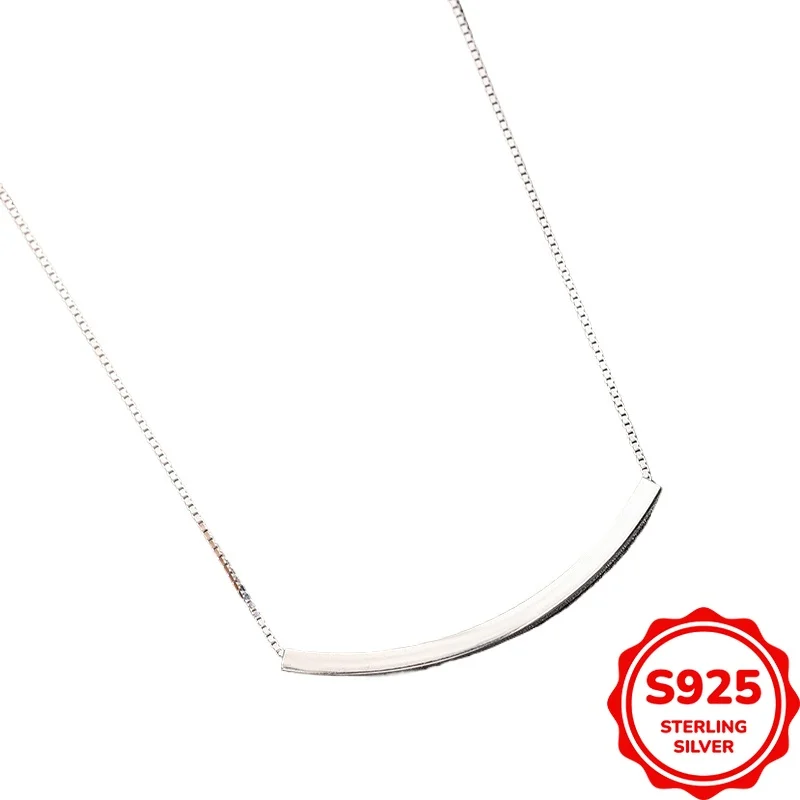 Fashionable and Versatile Authentic S925 Silver Simple Smiling Women's Necklace