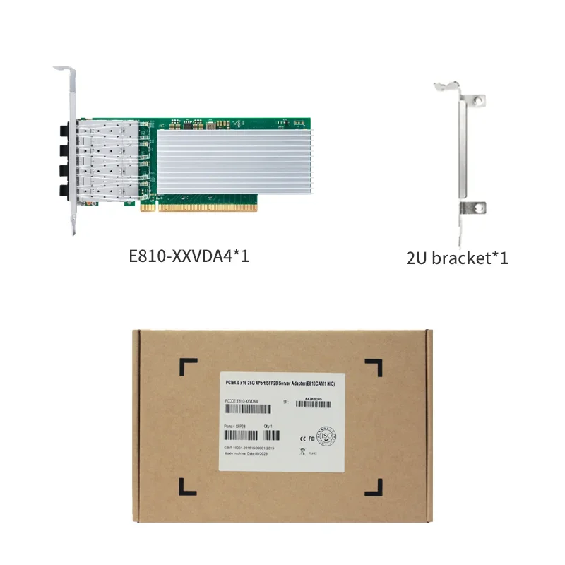 E810-XXVDA4 25Gb/s 4-Port SFP28 NIC Intel E810 Chipset PCIe 4.0 x16 Network Adapter with RDMA Supported