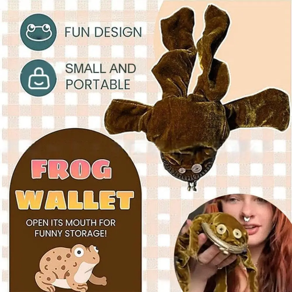 

New Design Velvet Frog Purse Large Capacity Green Frog Wallet Gift Funny Small Money Pouch For Kids And Adults