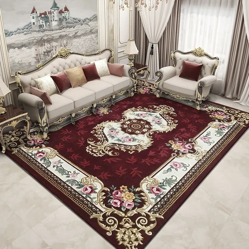 Wool high-end villa Europe medieval American living room coffee table bedroom custom mahogany sofa covered with handmade carpet