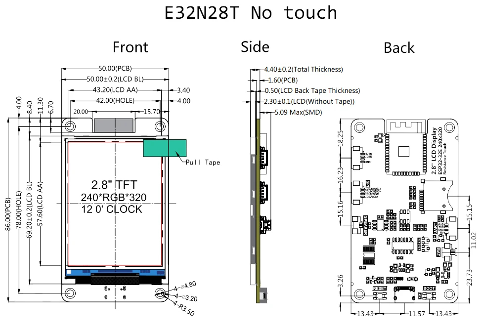 ESP32-32Eディスプレイ,ESP32-WROOM-32E,wifi bleモジュール,デュアルコアプロセッサ,240インチiot用tft spi 320x2.8 ili9341vドライバー画面