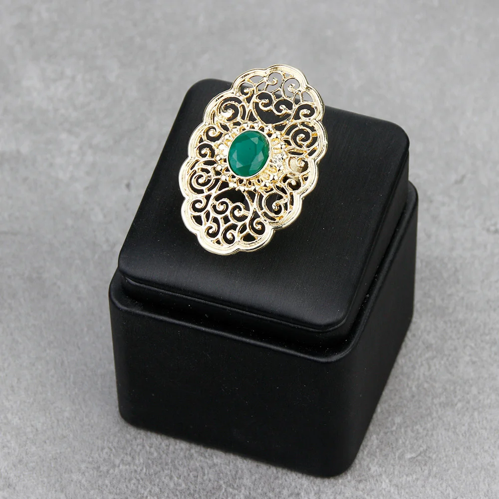 Sunspicems Gold Color Algeria Morocco Ring Hollow Arabesque Women Bride Jewelry Big Arabic Ring Dubai Wedding Bijoux Gift